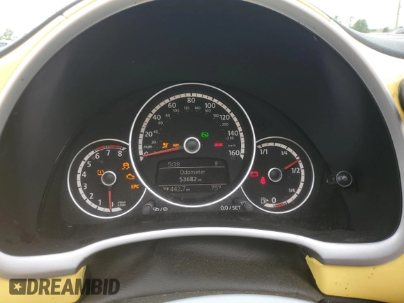 2013 Volkswagen Beetle 2.5L with VIN 3VW5P7AT6DM812504, listed as a Copart auction lot 52156165 with 53,682 mi miles and Salvage Title. Bid and sale history available at DreamBid. Image 9.