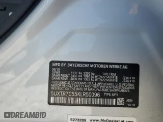 2019 BMW X3 sDrive30i with VIN 5UXTR7C55KLR50096, listed as a Copart auction lot 45906865 with 61,280 mi miles and Salvage Title. Bid and sale history available at carsss.com. Image 14.