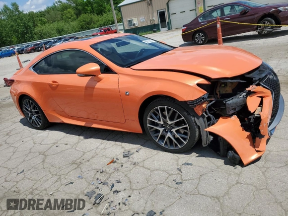 2015 Lexus RC 350 F Sport with VIN JTHSE5BC5F5003873, listed as a Copart auction lot 56970005 with 98,281 mi miles and Salvage title. Bid and sale history available at DreamBid. Image 4.