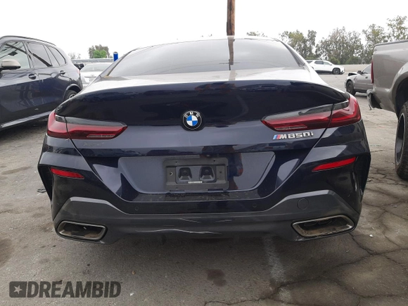 2020 BMW 8 Series M850i with VIN WBAGV8C09LCE58018, listed as a Copart auction lot 75584913 with 0 mi miles. Bid and sale history available at carsss.com. Image 6.