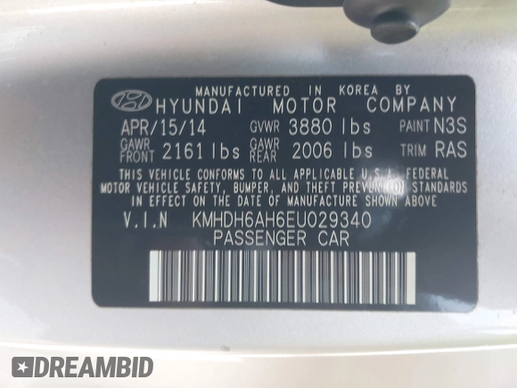 2014 Hyundai Elantra z VIN KMHDH6AH6EU029340, wystawiony jako IAAI lot #42099380 z przebiegiem 128 603 mil mil oraz . Historia ofert i sprzedaży dostępna na DreamBid. Obrazek 9.