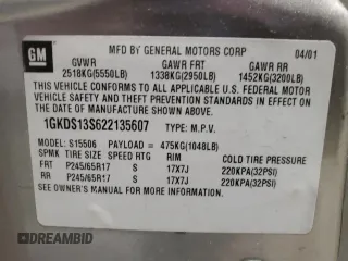 2002 GMC Envoy SLE with VIN 1GKDS13S622135607, listed as a Copart auction lot 84100254 with 298,811 mi miles and Salvage Title. Bid and sale history available at carsss.com. Image 13.