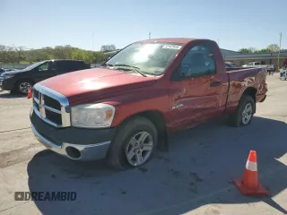 2008 Dodge 1500 ST with VIN 1D7HA16K08J213329, listed as a Copart auction lot 53147975 with 48,987 mi miles and Salvage Title. Bid and sale history available at DreamBid. Image 1.