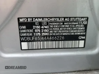 2004 Mercedes-Benz E 320 with VIN WDBUF65J44A466226, listed as a Copart auction lot 49673895 with Not Provided miles and Salvage Title. Bid and sale history available at DreamBid. Image 14.