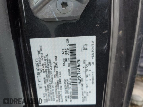 2022 Ford Mustang GT with VIN 1FA6P8CF1N5136952, listed as a Copart auction lot 53072855 with 71,665 mi miles and Salvage title. Bid and sale history available at DreamBid. Image 12.