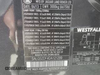 2013 Land Rover Range Rover HSE с VIN SALGS2DF4DA121299, выставлен на аукционе Copart как лот 50076535 с пробегом 104 531 миль миль и Списание • Salvage title. История ставок и продаж доступна на DreamBid. Изображение 13.