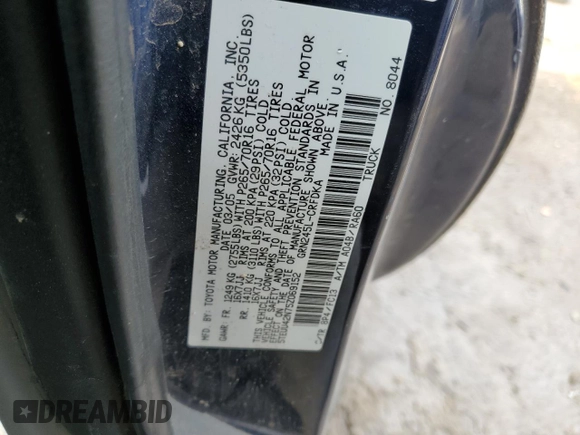2005 Toyota Tacoma with VIN 5TEUU42N75Z069152, listed as a Copart auction lot 45489785 with 113,114 mi miles and Salvage Title. Bid and sale history available at DreamBid. Image 12.