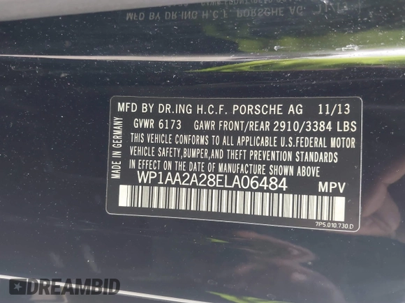 2014 Porsche Cayenne with VIN WP1AA2A28ELA06484, listed as a IAAI auction lot 41655867 with 179,441 mi miles and . Bid and sale history available at DreamBid. Image 9.