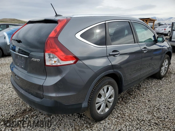 2013 Honda CR-V EX-L with VIN 2HKRM4H76DH618694, listed as a Copart auction lot 49102195 with 105,091 mi miles and Salvage Title. Bid and sale history available at carsss.com. Image 3.