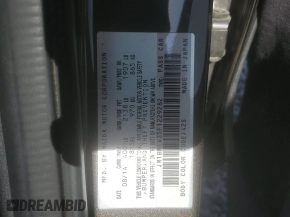 2015 Mazda 3 S Touring with VIN JM1BM1V35F1229282, listed as a Copart auction lot 50940705 with 107,196 mi miles and Clean Title. Bid and sale history available at DreamBid. Image 12.