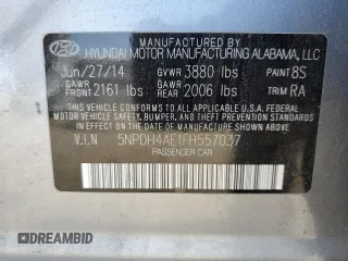 2015 Hyundai Elantra SE with VIN 5NPDH4AE1FH557037, listed as a Copart auction lot 53345894 with 118,029 mi miles and Non repairable. Bid and sale history available at DreamBid. Image 13.
