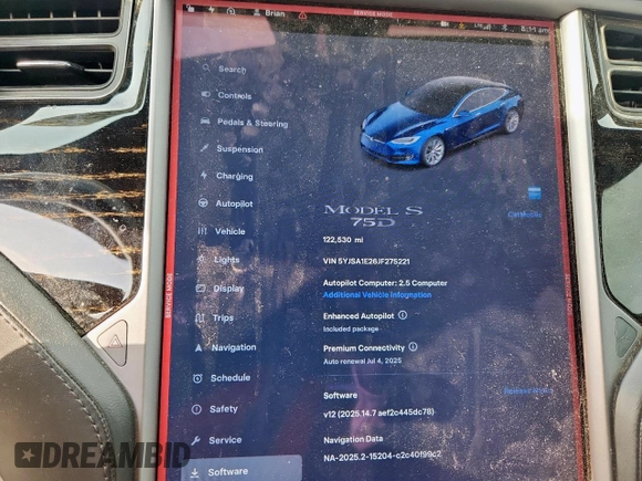 2018 Tesla Model S 75D с VIN 5YJSA1E26JF275221, выставлен на аукционе Copart как лот 61101885 с пробегом 122 530 миль миль и Списание • Salvage title. История ставок и продаж доступна на DreamBid. Изображение 9.