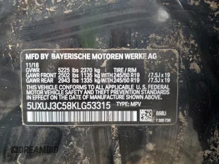 2019 BMW X4 xDrive30i with VIN 5UXUJ3C58KLG53315, listed as a Copart auction lot 73487673 with 0 mi miles. Bid and sale history available at carsss.com. Image 15.