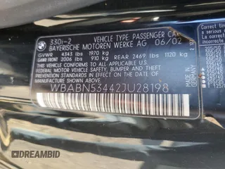 2002 BMW 3 Series 330Ci with VIN WBABN53442JU28198, listed as a Copart auction lot 77768974 with 153,259 mi miles and Clean Title. Bid and sale history available at DreamBid. Image 12.