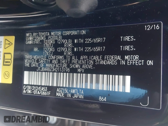 2017 Lexus NX 200t z VIN JTJBARBZ3H2113198, wystawiony jako IAAI lot #42223566 z przebiegiem 27 339 mil mil oraz . Historia ofert i sprzedaży dostępna na DreamBid. Obrazek 9.