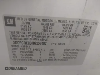 2017 Chevrolet Silverado 1500 LT with VIN 3GCPCREC3HG259487, listed as a IAAI auction lot 41710506 with 191,567 mi miles. Bid and sale history available at carsss.com. Image 9.