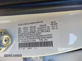 2017 Acura RDX w/Technology Pkg with VIN 5J8TB3H59HL010935, listed as a IAAI auction lot 41580699 with 1 mi miles. Bid and sale history available at carsss.com. Image 9.