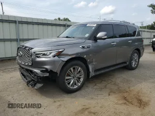 2020 Infiniti QX80 Luxe z VIN JN8AZ2NF8L9704356, wystawiony jako Copart lot #56985835 z przebiegiem 128 230 mil mil oraz Szkoda całkowita • Salvage title. Historia ofert i sprzedaży dostępna na DreamBid. Obrazek 1.