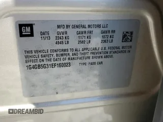 2014 Buick LaCrosse Leather with VIN 1G4GB5G31EF160023, listed as a Copart auction lot 54532785 with 54,743 mi miles and Salvage Title. Bid and sale history available at DreamBid. Image 13.
