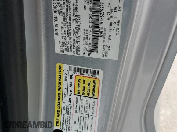 2017 Ford Mustang EcoBoost Premium с VIN 1FATP8UH1H5279387, выставлен на аукционе Copart как лот 63549695 с пробегом 90 401 миль миль и Списание • Salvage title. История ставок и продаж доступна на DreamBid. Изображение 10.