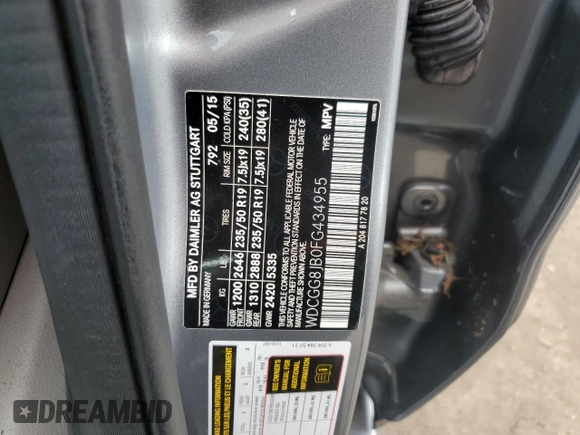 2015 Mercedes-Benz GLK 350 with VIN WDCGG8JB0FG434955, listed as a Copart auction lot 74385374 with Not Provided miles and Non Repairable. Bid and sale history available at DreamBid. Image 14.