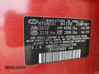 2013 Hyundai Elantra GT with VIN KMHD35LE0DU027349, listed as a Copart auction lot 58259844 with 169,161 mi miles and Salvage Title. Bid and sale history available at carsss.com. Image 12.
