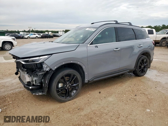 2025 Infiniti QX60 с VIN 5N1AL1FR3SC332678, выставлен на аукционе Copart как лот 60646265 с пробегом 3 907 миль миль и Списание • Salvage title. История ставок и продаж доступна на DreamBid. Изображение 1.