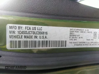 2020 Dodge Durango R/T with VIN 1C4SDJCT0LC356816, listed as a IAAI auction lot 40948429 with Not provided miles and . Bid and sale history available at DreamBid. Image 9.