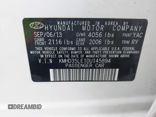 2013 Hyundai Elantra GT with VIN KMHD35LE1DU145894, listed as a IAAI auction lot 41828751 with 90,529 mi miles. Bid and sale history available at carsss.com. Image 9.