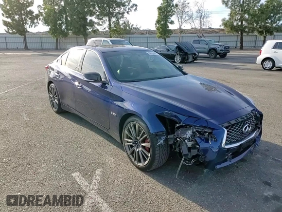 2019 Infiniti Q50 RED SPORT 400 with VIN JN1FV7AP1KM780024, listed as a Copart auction lot 86755684 with 96,108 mi miles and Salvage Title. Bid and sale history available at carsss.com. Image 10.