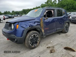 2017 Jeep Renegade Trailhawk z VIN ZACCJBCB2HPF59817, wystawiony jako Copart lot #61259205 z przebiegiem 75 899 mil mil oraz Szkoda całkowita • Salvage title. Historia ofert i sprzedaży dostępna na DreamBid. Obrazek 1.