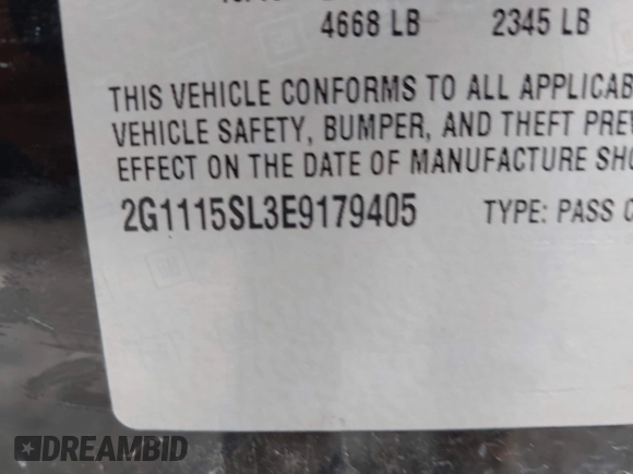 2014 Chevrolet Impala LT z VIN 2G1115SL3E9179405, wystawiony jako IAAI lot #41921166 z przebiegiem 151 184 mil mil oraz . Historia ofert i sprzedaży dostępna na DreamBid. Obrazek 9.