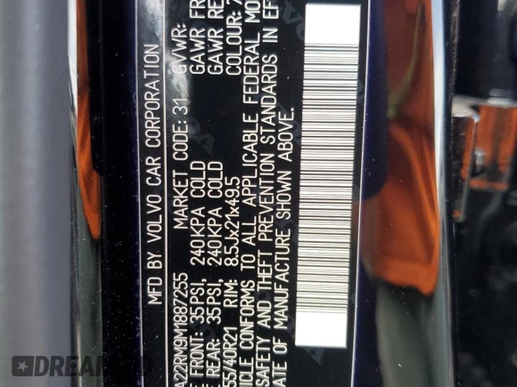 2021 Volvo XC60 R-Design z VIN YV4A22RM9M1887255, wystawiony jako Copart lot #49190384 z przebiegiem 38 905 mil mil oraz Szkoda całkowita • Salvage title. Historia ofert i sprzedaży dostępna na DreamBid. Obrazek 13.