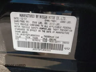 2018 Infiniti Q50 3.0t LUXE with VIN JN1EV7AP7JM363310, listed as a IAAI auction lot 40924400 with 103,578 mi miles. Bid and sale history available at carsss.com. Image 9.