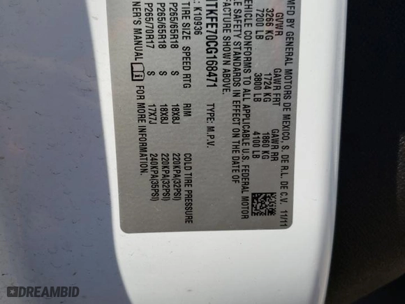 2012 Chevrolet Avalanche LT with VIN 3GNTKFE70CG168471, listed as a Copart auction lot 54001544 with 0 mi miles and Salvage Title. Bid and sale history available at carsss.com. Image 13.
