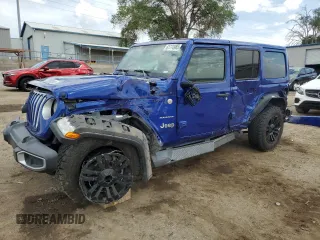 2018 Jeep Wrangler Unlimited Sahara z VIN 1C4HJXEG4JW215801, wystawiony jako Copart lot #61774965 z przebiegiem 94 864 mil mil oraz Szkoda całkowita • Salvage title. Historia ofert i sprzedaży dostępna na DreamBid. Obrazek 1.
