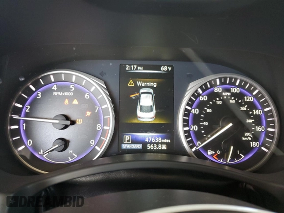 2015 Infiniti Q50 Premium with VIN JN1BV7AP1FM345184, listed as a Copart auction lot 54217045 with 47,638 mi miles and Salvage title. Bid and sale history available at DreamBid. Image 9.