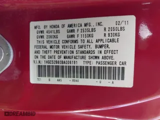 2011 Honda Accord Cpe EX-L with VIN 1HGCS2B80BA006191, listed as a IAAI auction lot 41465948 with 175,065 mi miles. Bid and sale history available at carsss.com. Image 9.