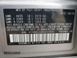 2011 Subaru Legacy Limited Power Moon with VIN 4S3BMCL6XB3223095, listed as a Copart auction lot 47311205 with 190,631 mi miles and Salvage title. Bid and sale history available at DreamBid. Image 13.