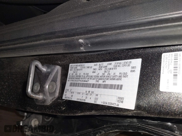 2017 Ford Escape Titanium with VIN 1FMCU9JD7HUE46427, listed as a IAAI auction lot 41808083 with 55,201 mi miles. Bid and sale history available at carsss.com. Image 9.