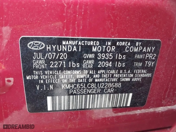 2020 Hyundai Ioniq Hybrid Blue with VIN KMHC65LC8LU228688, listed as a IAAI auction lot 41368879 with 116,100 mi miles. Bid and sale history available at carsss.com. Image 9.