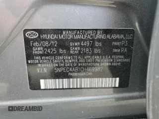 2012 Hyundai Sonata Limited with VIN 5NPEC4AB1CH469982, listed as a Copart auction lot 49696665 with 40,135 mi miles and Salvage Title. Bid and sale history available at DreamBid. Image 13.