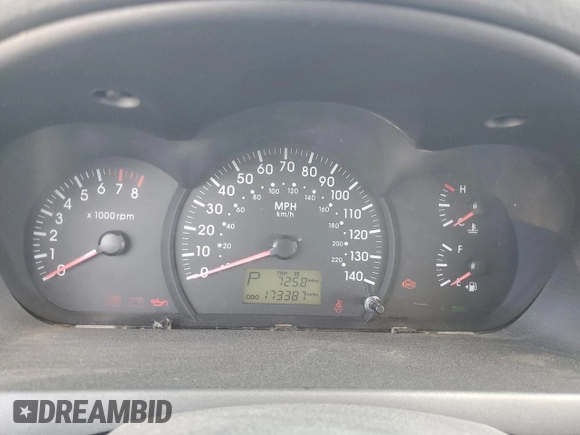 2005 Kia Spectra with VIN KNAFE161555082073, listed as a Copart auction lot 77062804 with 173,387 mi miles and Salvage Title. Bid and sale history available at DreamBid. Image 9.