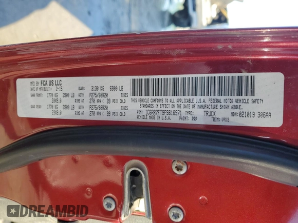 2015 Ram 1500 Tradesman z VIN 1C6RR7FT9FS616971, wystawiony jako Copart lot #45680095 z przebiegiem 161 234 mil mil oraz Szkoda całkowita • Salvage title. Historia ofert i sprzedaży dostępna na DreamBid. Obrazek 13.