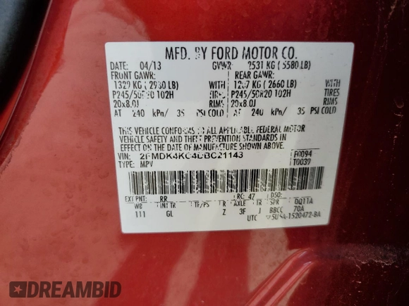 2013 Ford Edge Limited with VIN 2FMDK4KC4DBC21143, listed as a Copart auction lot 49059265 with 148,843 mi miles and Salvage Title. Bid and sale history available at carsss.com. Image 15.
