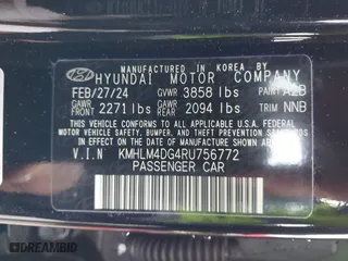 2024 Hyundai Elantra SEL with VIN KMHLM4DG4RU756772, listed as a IAAI auction lot 41551743 with 8,435 mi miles. Bid and sale history available at carsss.com. Image 9.