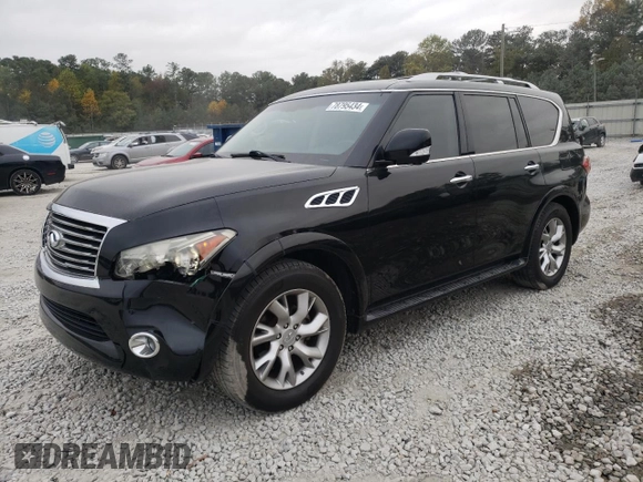 2012 Infiniti QX56 7-passenger with VIN JN8AZ2NF9C9519801, listed as a Copart auction lot 78795434 with 148,902 mi miles and Salvage Title. Bid and sale history available at carsss.com. Image 1.