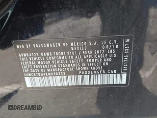 2019 Volkswagen Jetta S с VIN 3VWC57BU4KM098339, выставлен на аукционе IAAI как лот 41828086 с пробегом 108 157 миль миль и . История ставок и продаж доступна на DreamBid. Изображение 9.