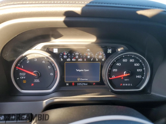 2020 Chevrolet Silverado 1500 LTZ with VIN 1GCUYGEL9LZ376654, listed as a Copart auction lot 89134425 with 33,529 mi miles and Salvage Title. Bid and sale history available at DreamBid. Image 9.