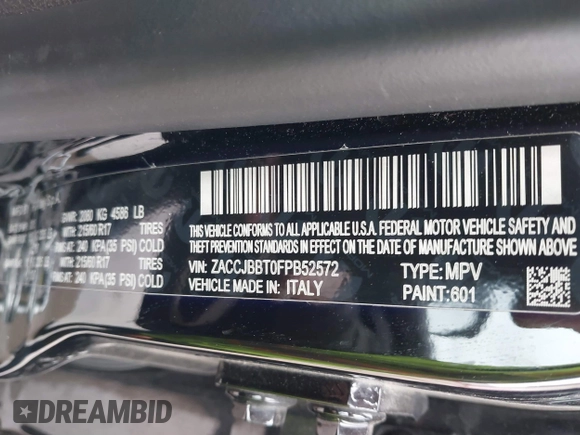 2015 Jeep Renegade Latitude with VIN ZACCJBBT0FPB52572, listed as a IAAI auction lot 41835191 with 69,030 mi miles and . Bid and sale history available at DreamBid. Image 9.